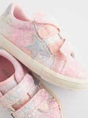 Pink Wide Fit (G) Glitter Star Trainers - Image 4 of 6