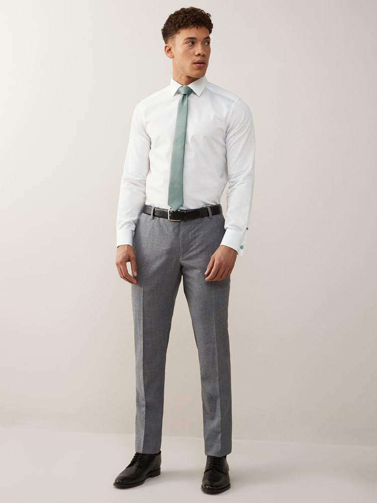 White/Sage Green Regular Fit Double Cuff Occasion Shirt And Tie Pack - Image 2 of 5