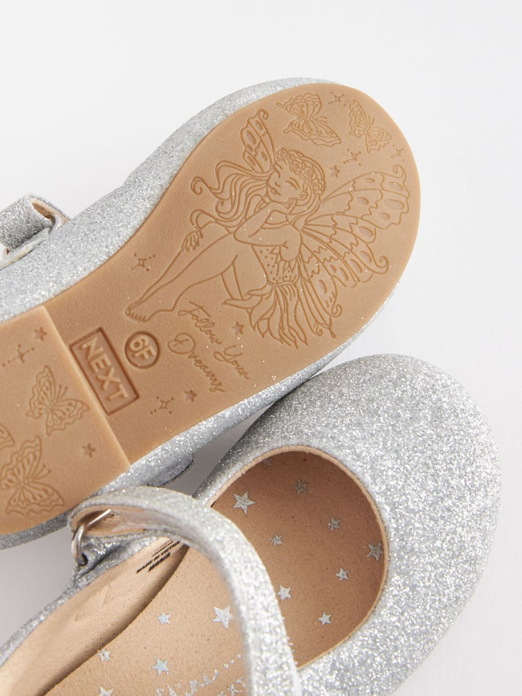 Silver Glitter Standard Fit (F) Mary Jane Shoes - Image 5 of 5