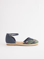 Denim Closed Toe Ankle Strap Espadrille Shoes - Image 4 of 6