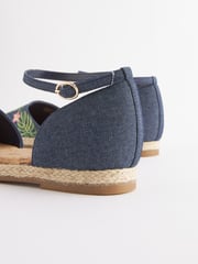 Denim Closed Toe Ankle Strap Espadrille Shoes - Image 5 of 6