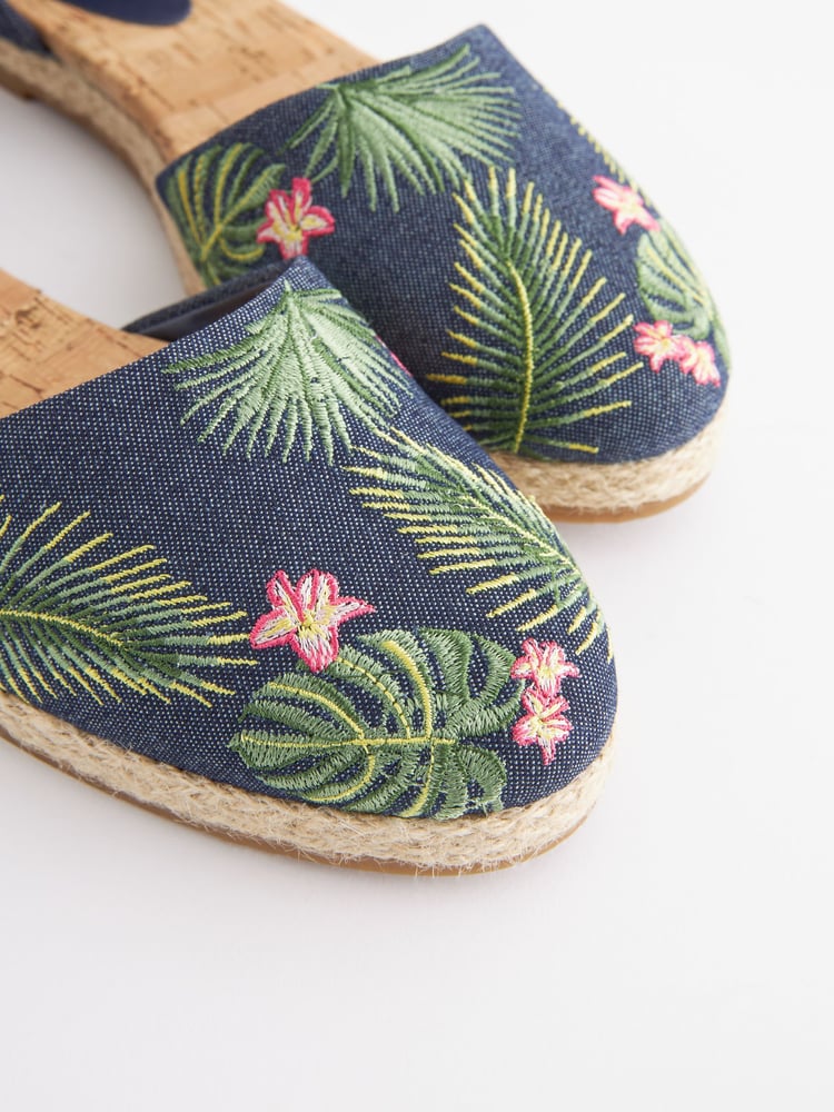 Denim Closed Toe Ankle Strap Espadrille Shoes - Image 6 of 6 Denim Closed Toe Ankle Strap Espadrille Shoes - Image 6 of 6