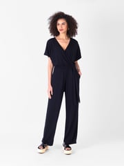 Ro&Zo Black Short Sleeve Wrap Jumpsuit - Image 1 of 5