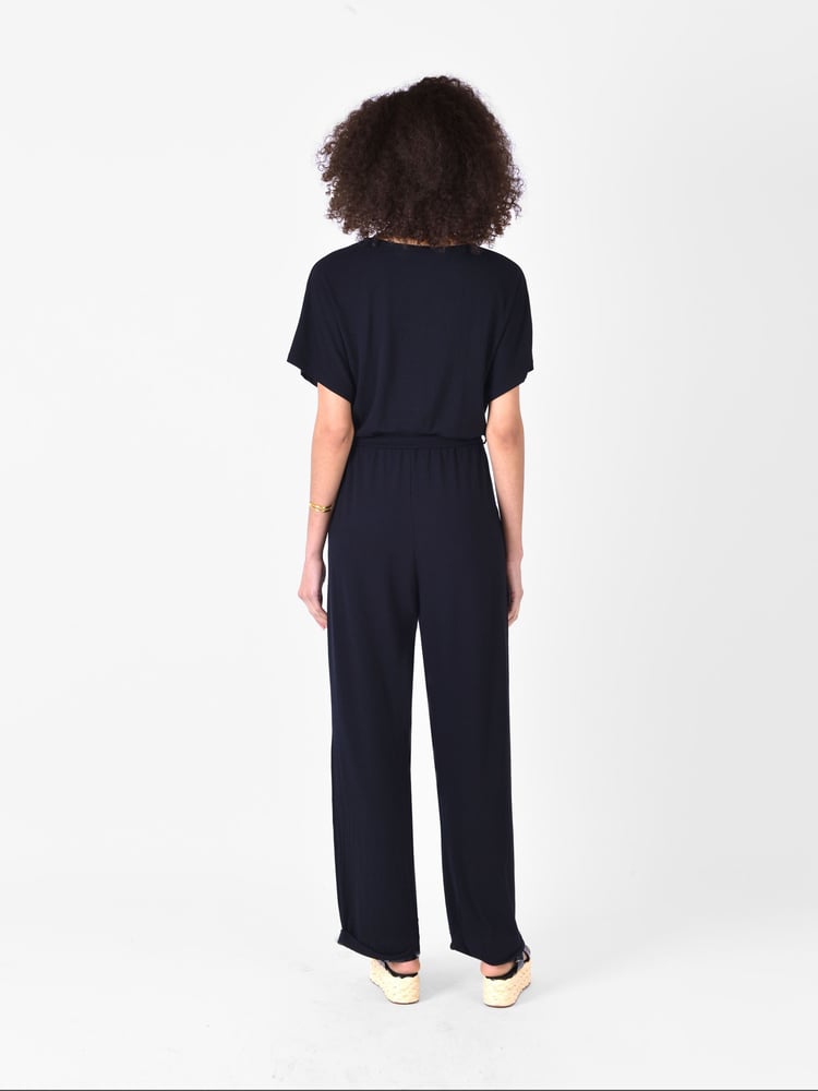 Ro&Zo Black Short Sleeve Wrap Jumpsuit - Image 2 of 5