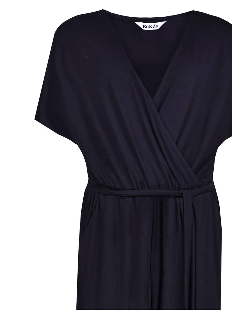 Ro&Zo Black Short Sleeve Wrap Jumpsuit - Image 5 of 5