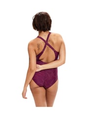 Speedo Plum Purple Lexi Printed Shaping 1 Piece Swimsuit - Image 1 of 10