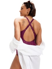 Speedo Plum Purple Lexi Printed Shaping 1 Piece Swimsuit - Image 5 of 10