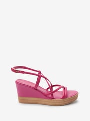 Pink Forever Comfort Leather Asymmetric Strappy Wedges - Image 2 of 6