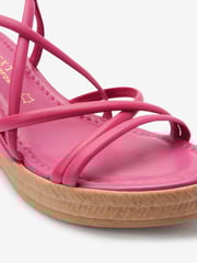 Pink Forever Comfort Leather Asymmetric Strappy Wedges - Image 5 of 6