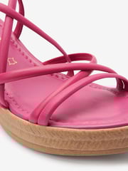Pink Forever Comfort Leather Asymmetric Strappy Wedges - Image 6 of 6