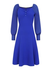 Hot Squash Blue Blouson Sleeved Scuba Fit-N-Flare Dress - Image 3 of 3
