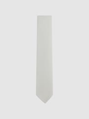 Reiss Silver Ceremony Textured Silk Blend Tie - Image 1 of 5