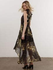 Religion Yellow High Low Eclipse Maxi Dress with Ruffle Sleeve - Image 4 of 6