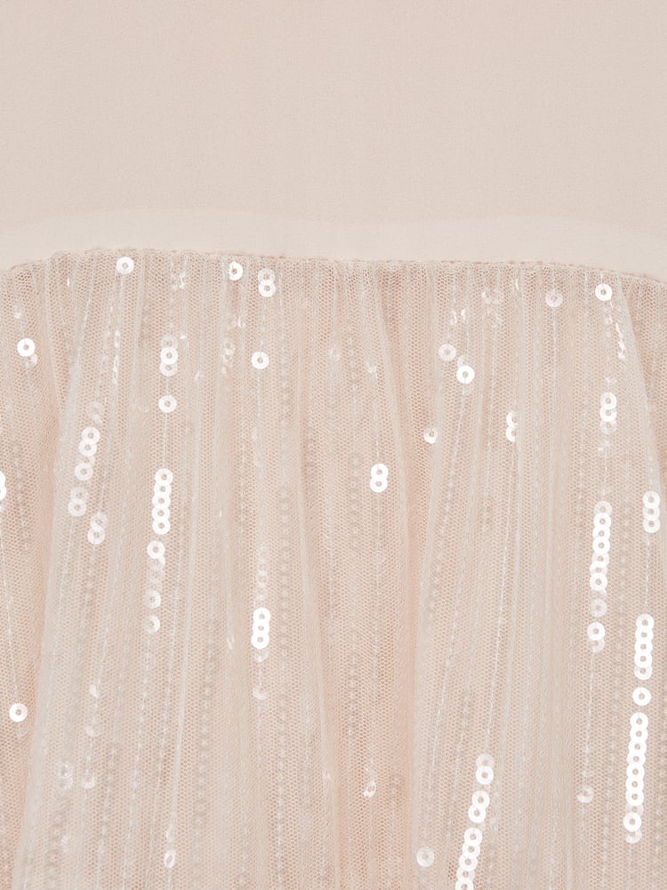 Reiss Pale Pink Luci 9-12 yrs Sequin Tiered Dress - Image 6 of 6
