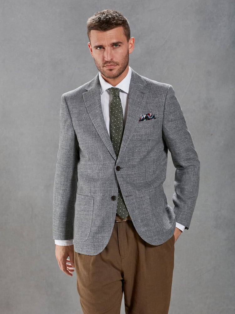 Grey Slim Signature Angelico Linen Blend Blazer - Image 1 of 13