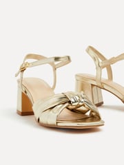 Linzi Gold Charlotte Block Heeled Sandals With Bow Front Detail - Image 5 of 5