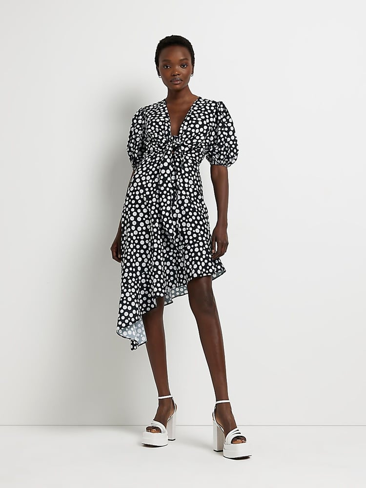 River Island Black Wrap Midi Dress - Image 1 of 5 River Island Black Wrap Midi Dress - Image 1 of 5