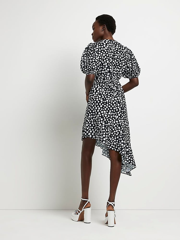 River Island Black Wrap Midi Dress - Image 2 of 5 River Island Black Wrap Midi Dress - Image 2 of 5