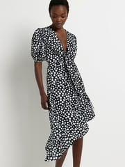 River Island Black Wrap Midi Dress - Image 3 of 5