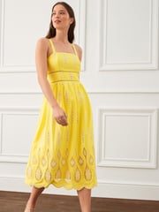 Yellow Premium Occasion Lace Detail Sleeveless Midi Dress - Image 1 of 5