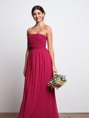Pink Mesh Multiway Bridesmaid Wedding Maxi Dress - Image 1 of 7