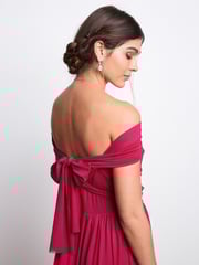 Pink Mesh Multiway Bridesmaid Wedding Maxi Dress - Image 5 of 7