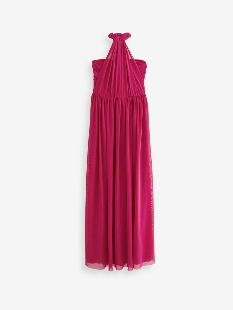Pink Mesh Multiway Bridesmaid Wedding Maxi Dress - Image 7 of 7