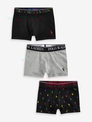Polo Ralph Lauren Black/Grey Boys Cotton Stretch Logo Boxers 3 Pack - Image 1 of 4