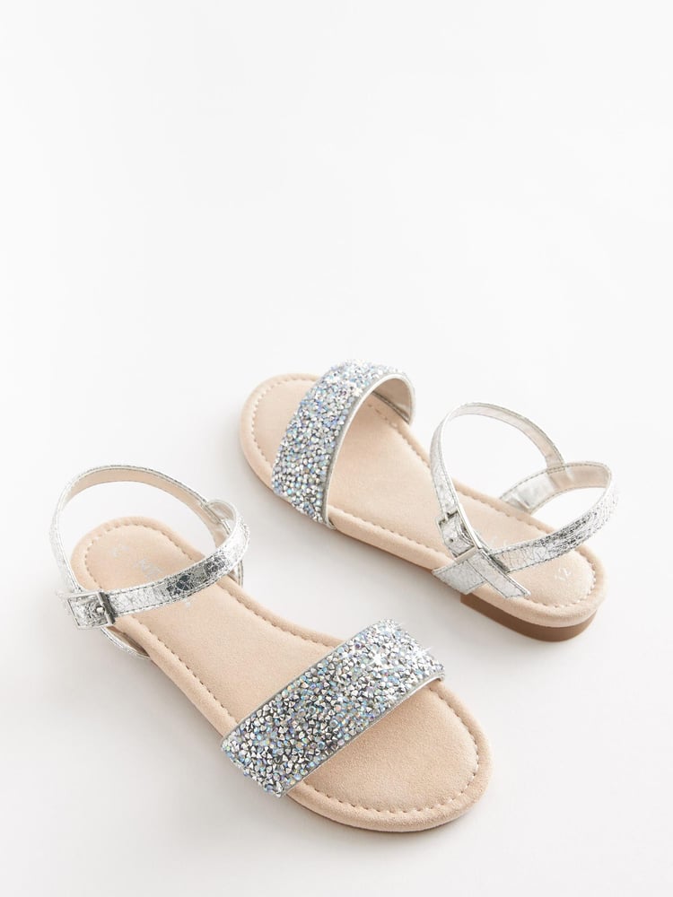 Silver Crystal Occasion Jewel Sandals - Image 1 of 5