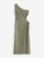 Sage Green One Shoulder Cut Out Midi Dress - Image 5 of 5