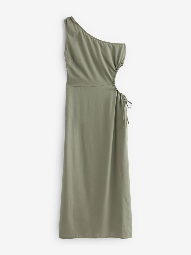 Sage Green One Shoulder Cut Out Midi Dress - Image 5 of 5