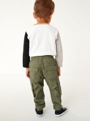 Khaki Green Lined 100% Cotton Cargo Trousers (3mths-7yrs) - Image 3 of 6
