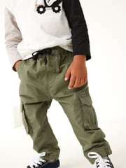 Khaki Green Lined 100% Cotton Cargo Trousers (3mths-7yrs) - Image 4 of 6