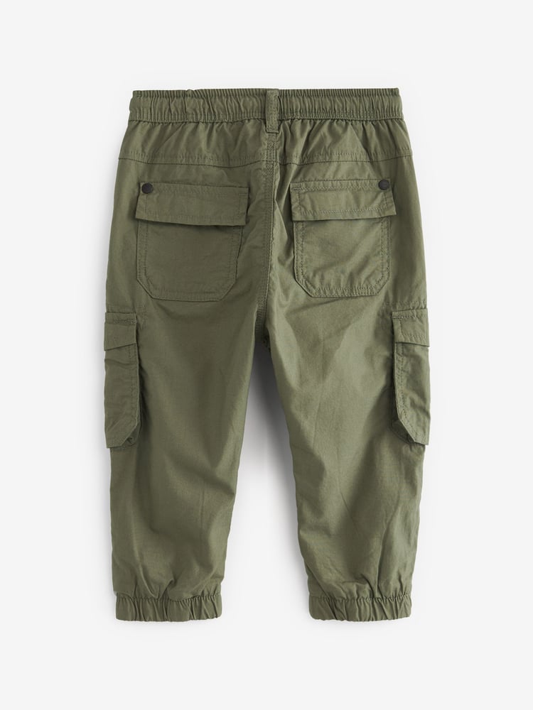 Khaki Green Lined 100% Cotton Cargo Trousers (3mths-7yrs) - Image 6 of 6