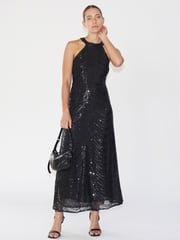 Religion Black Halterneck Beaded Sequin Midi Maxi Dress - Image 1 of 6