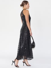 Religion Black Halterneck Beaded Sequin Midi Maxi Dress - Image 4 of 6