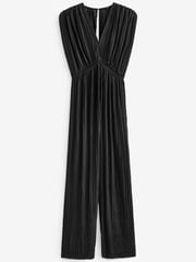 Black Pleated Short Sleeve Jumpsuit - Image 5 of 5