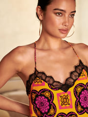 Orange Tile Print Lace Trim Cami Top - Image 3 of 4
