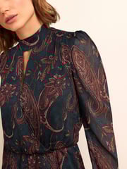 Green Paisley Print Cut-Out Chiffon Mini Dress - Image 4 of 5
