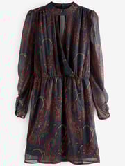 Green Paisley Print Cut-Out Chiffon Mini Dress - Image 5 of 5