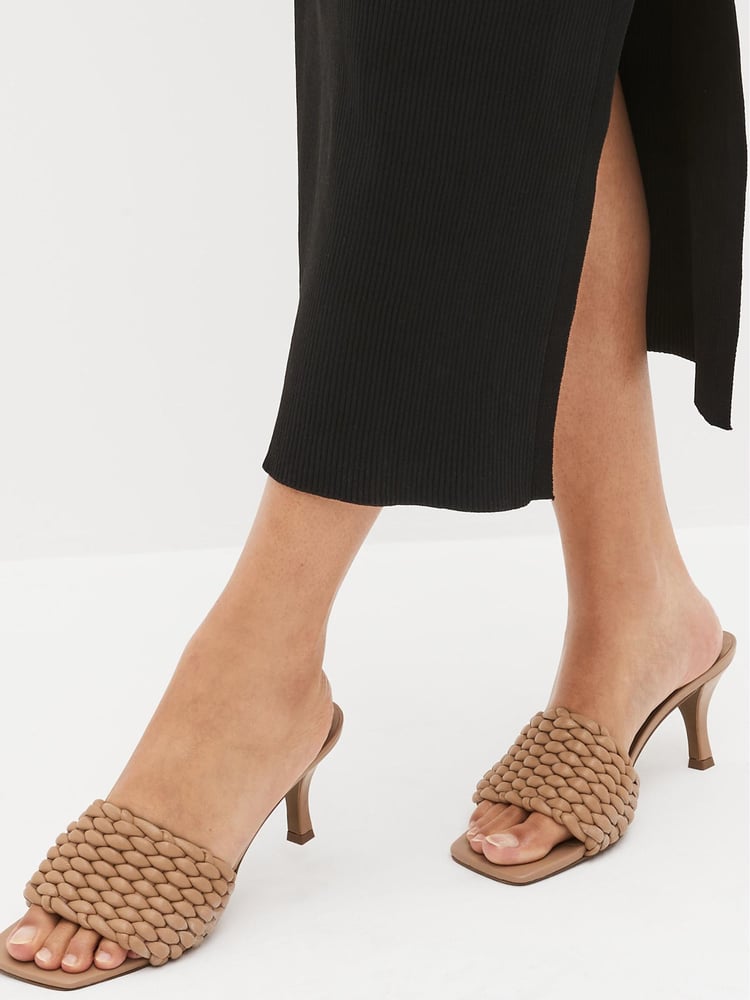 Tan Brown Signature Leather Padded Weave Mules - Image 1 of 7