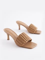 Tan Brown Signature Leather Padded Weave Mules - Image 5 of 7