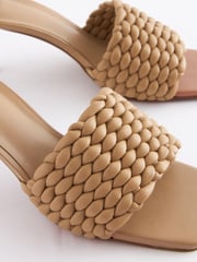 Tan Brown Signature Leather Padded Weave Mules - Image 6 of 7