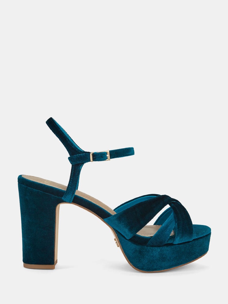Novo Green Luella Block Heel Platform Ankle Strap Sandal Heels - Image 2 of 4 Novo Green Luella Block Heel Platform Ankle Strap Sandal Heels - Image 2 of 4