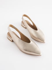 Gold Forever Comfort® Leather Flat Slingbacks - Image 3 of 7