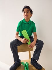 Green Regular Fit Cotton School Short Sleeve 100% Cotton Polo Shirts 2 Pack (3-16yrs) - Image 3 of 7