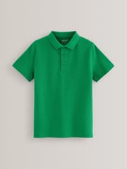 Green Regular Fit Cotton School Short Sleeve 100% Cotton Polo Shirts 2 Pack (3-16yrs) - Image 5 of 7