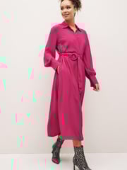 Pink Belted Midi Shirt Dress - Image 3 of 5