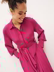 Pink Belted Midi Shirt Dress - Image 4 of 5