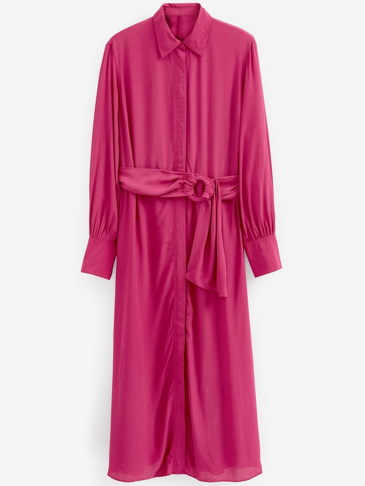 Pink Belted Midi Shirt Dress - Image 5 of 5